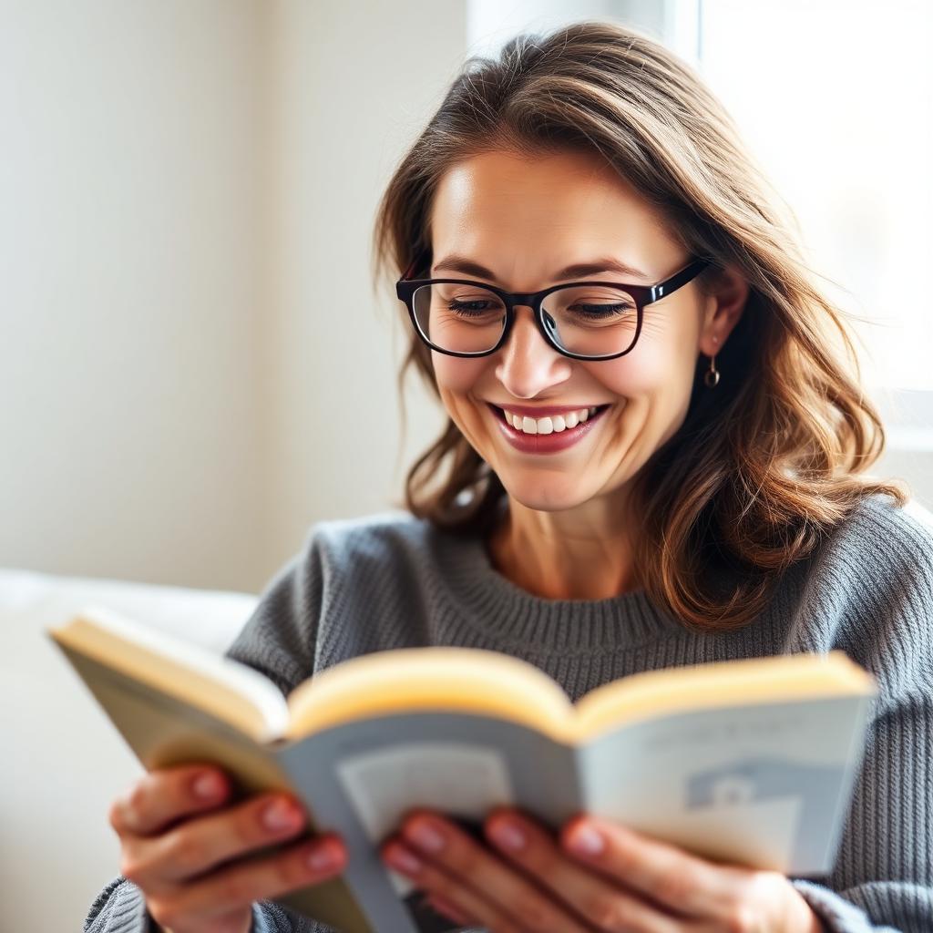 Woman reading clearly and comfortably after taking NeuroRetine daily